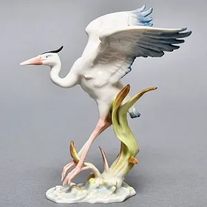 Коллекционная Фарфоровая Статуэтка «Птица - Взлетающая Цапля», Hutschenreuther, Германия -1970 год.