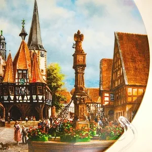 Коллекционная Тарелка «Ратуша в Михельштадте» Фарфор VOHENSTRAUSS, Германия -1989 год.