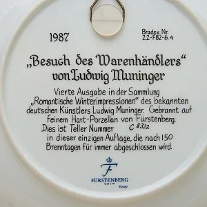 Коллекционная Тарелка «Визит торговца» Фарфор Furstenberg Германия -1987 год.