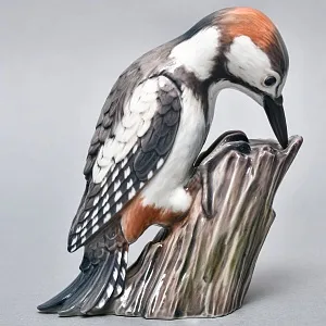 Коллекционная Фарфоровая статуэтка «Птица. Дятел на ветке», Dahl-Jensen Дания, середина ХХ века. 