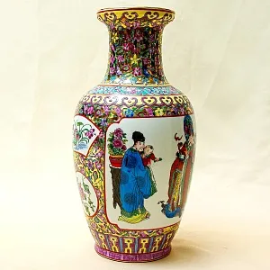 Винтажная Фарфоровая Ваза «КИТАЙСКИЕ МУДРЕЦЫ», Н -36см, Старый Китай -70-е годы ХХ века.