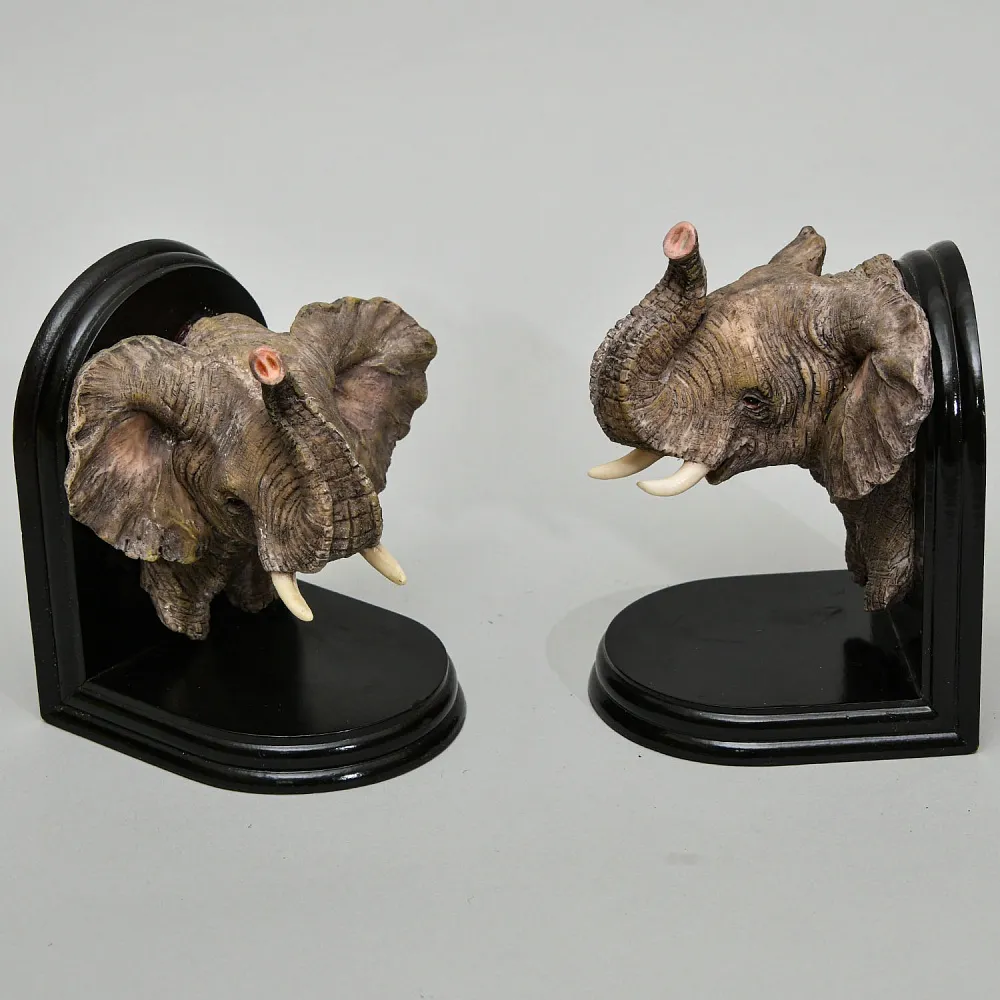 Букенды - Держатель - Ограничитель - Подставка для книг «Слоны», Дерево, Полимер. Германия - вторая половина ХХ века.
