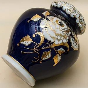 Кобальтовая Коллекционная Ваза «Золотая Роза» WALLENDORF, Германия -1963 год.