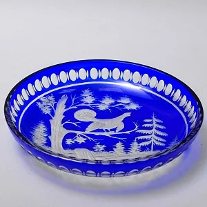 Сервировочное Хрустальное Блюдо «Охота - Глухарь» JOSKA BODENMAIS Германия, 60-е гг.