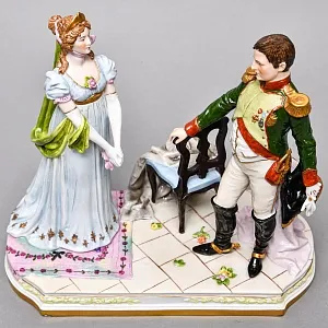 Коллекционная Фарфоровая статуэтка «Наполеон Бонапарт и Луиза Прусская» Scheibe-Alsbach Германия. 