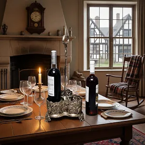 Старинная Винная передача - Подставка для Винных бутылок, Металл Silverpalted, Англия.