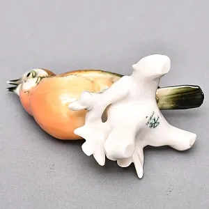 Птица - Фарфоровая статуэтка «Поющая Зарянка», Карл Энс / Karl Ens Германия, 50-е годы ХХ века. 