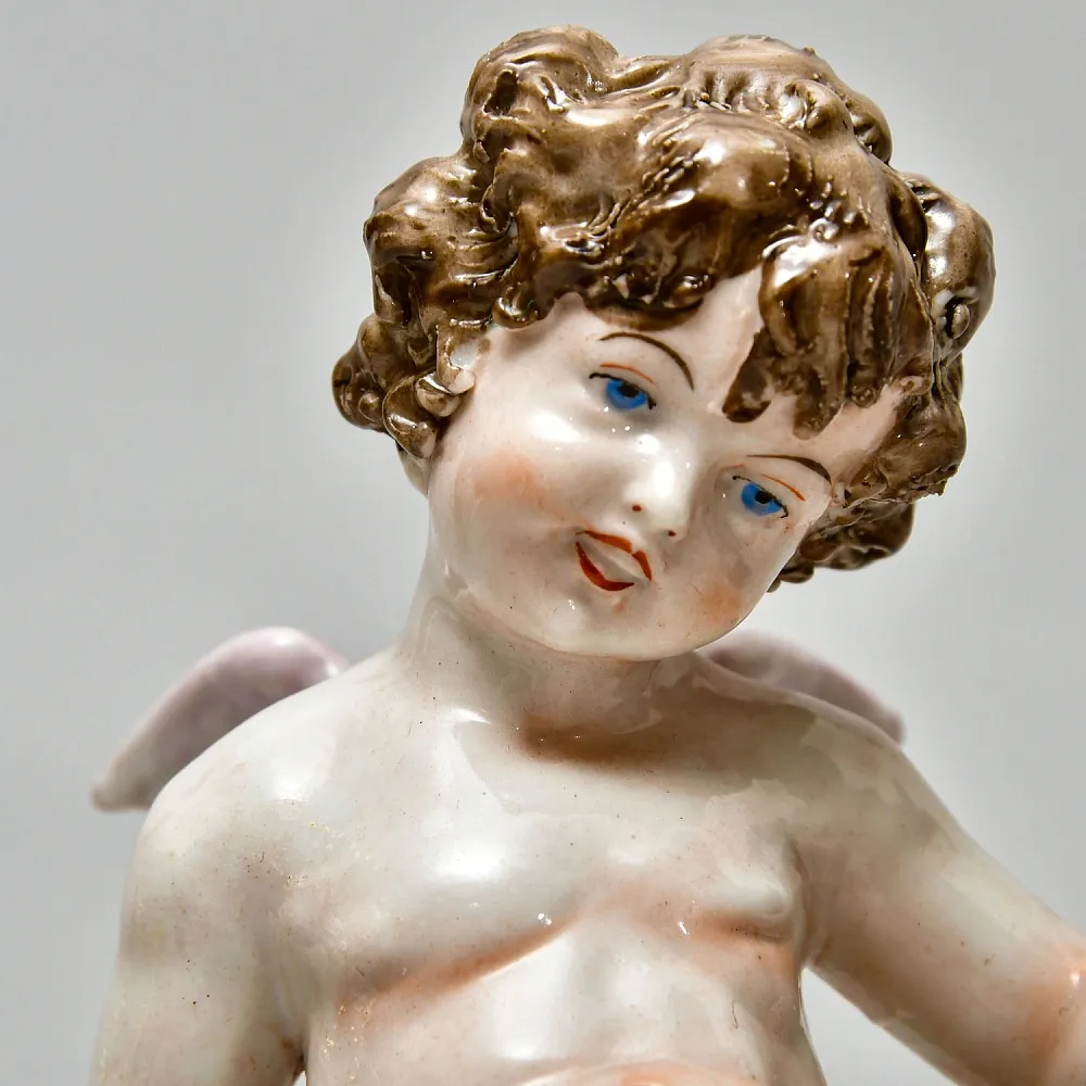 Редкость! Коллекционная Фарфоровая Статуэтка «ДВА ПУТТИ И ЛЕБЕДЬ», Scheibe - Alsbach Германия.