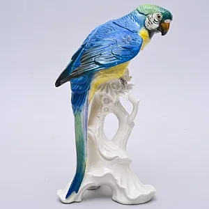 Птица - Фарфоровая статуэтка «Синий Попугай», Karl Ens Германия, 50-е гг.