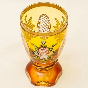 Коллекционная Ваза - Кубок, Цветочная Эмалевая роспись, Хрусталь Ernst Wittig, Германия 50-е годы ХХ века.