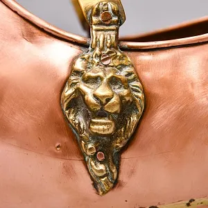 Классический Медный Зольник с  Фарфоровыми ручками, Кашпо Англия, середина ХХ века!