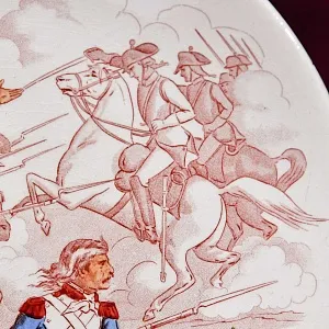 Антикварная Тарелка «Карно в битве при Ваттиньи», Фаянс Sarreguemines, Франция 1875 -1900 гг.