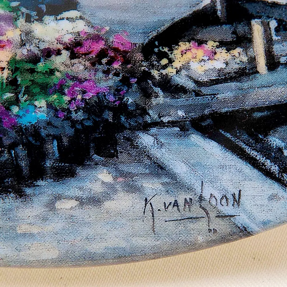 Коллекционная Тарелка «Цветочный канал в Амстердаме» Фарфор, Royal MOSA, Голландия -1990 год.