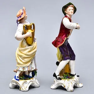Парные Фарфоровые статуэтки «Молодое вино. Садовник и Садовница», RUDOLF KAMMER Германия - 50гг.