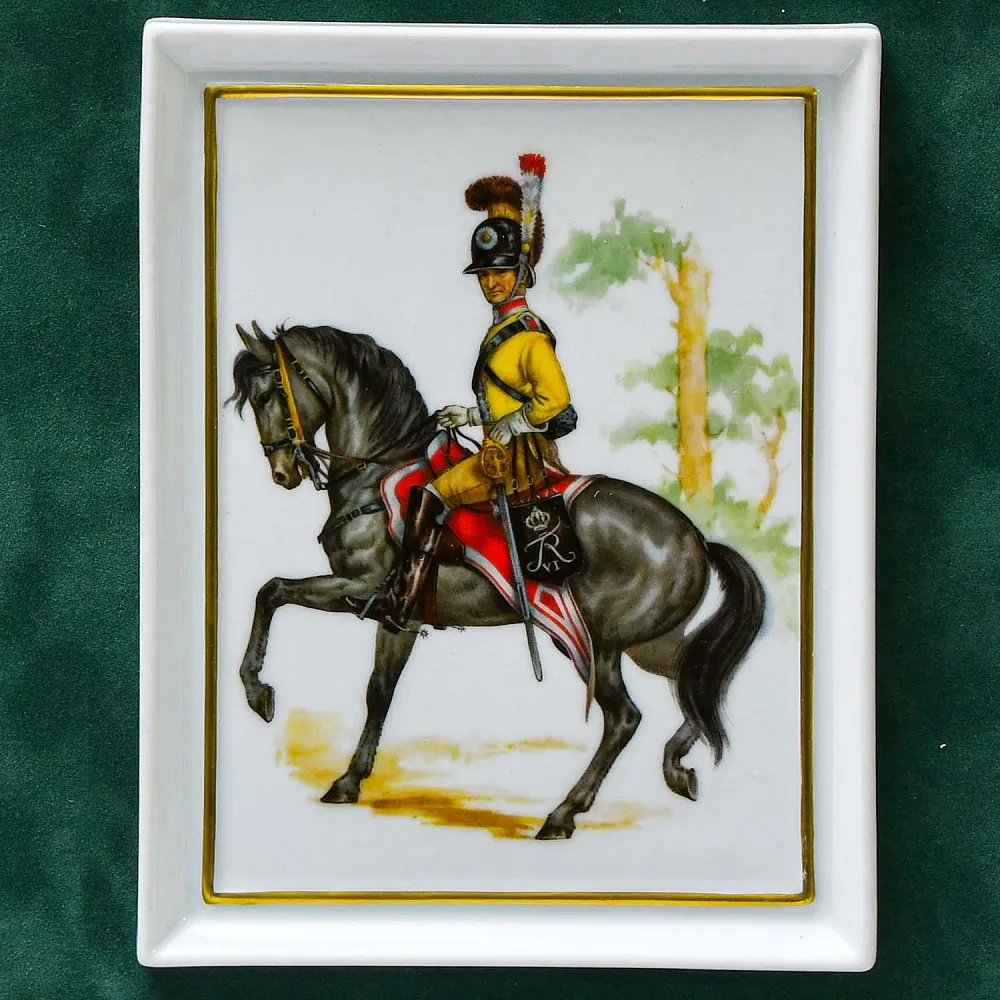 Фарфоровая Плакетка - Картина - Панно из коллекции «Кавалеристы ХIX века», Германия.