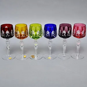 Бокалы для вина - 6 шт., Цветной Хрусталь серия «ANTIKA», NACHTMANN Германия, 70 -е годы. 