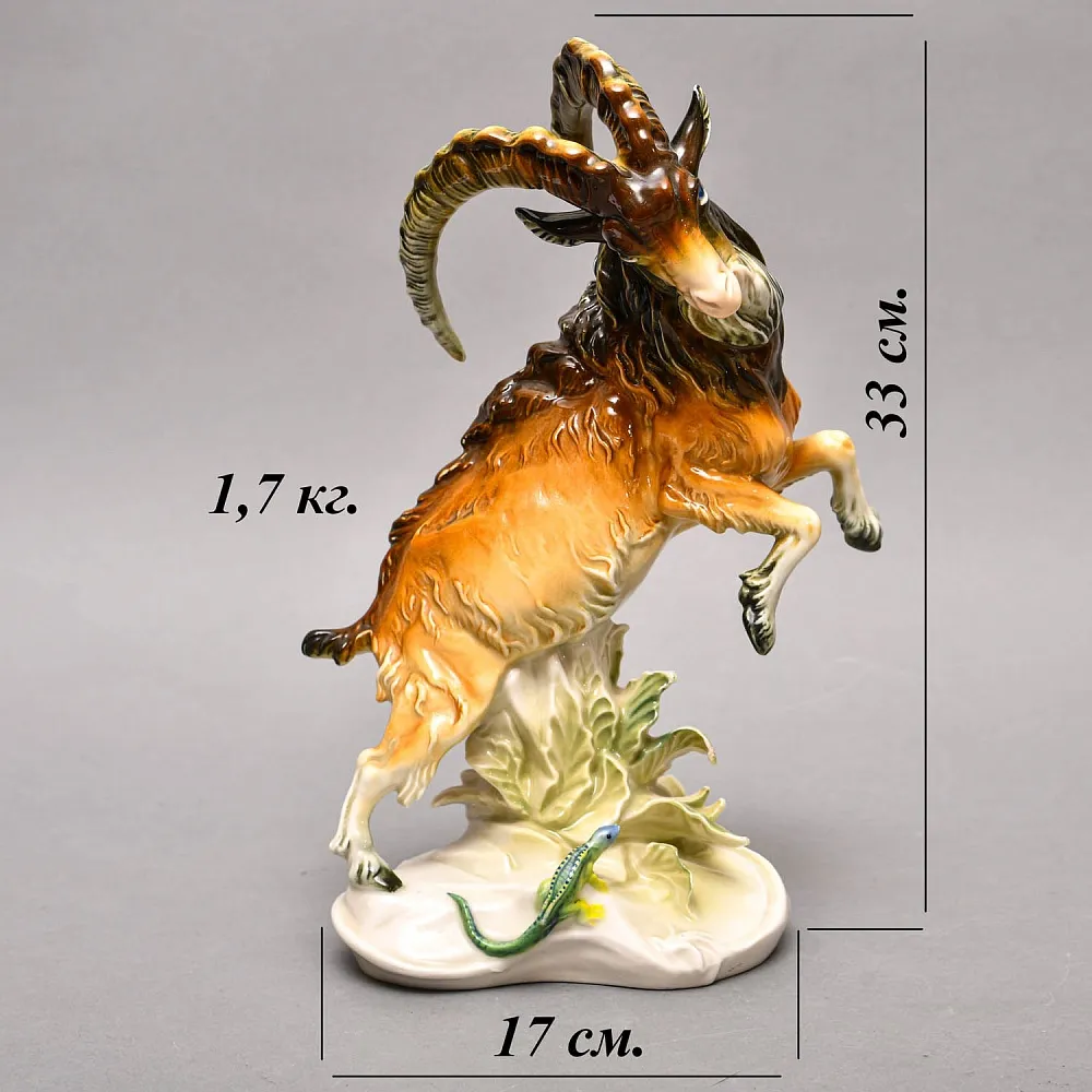 Большая Коллекционная Статуэтка «Горный Козел и Ящерица», Фарфор Karl Ens, Германия - 30-е гг. 
