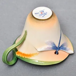 Авторский Фарфоровый Чайный сервиз «Бабочки и стрекозы» на 4 персоны, Franz Collection Тайвань.