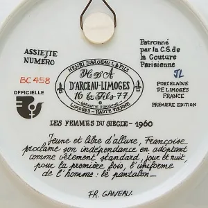 Коллекционная Тарелка «Женщина и 1960 год » Фарфор, Лимож, Limoges, Франция -1979 год.