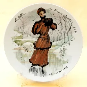 Коллекционная Тарелка «Женщина и 1890 год » Фарфор, Лимож, Limoges, Франция - 1976 год.