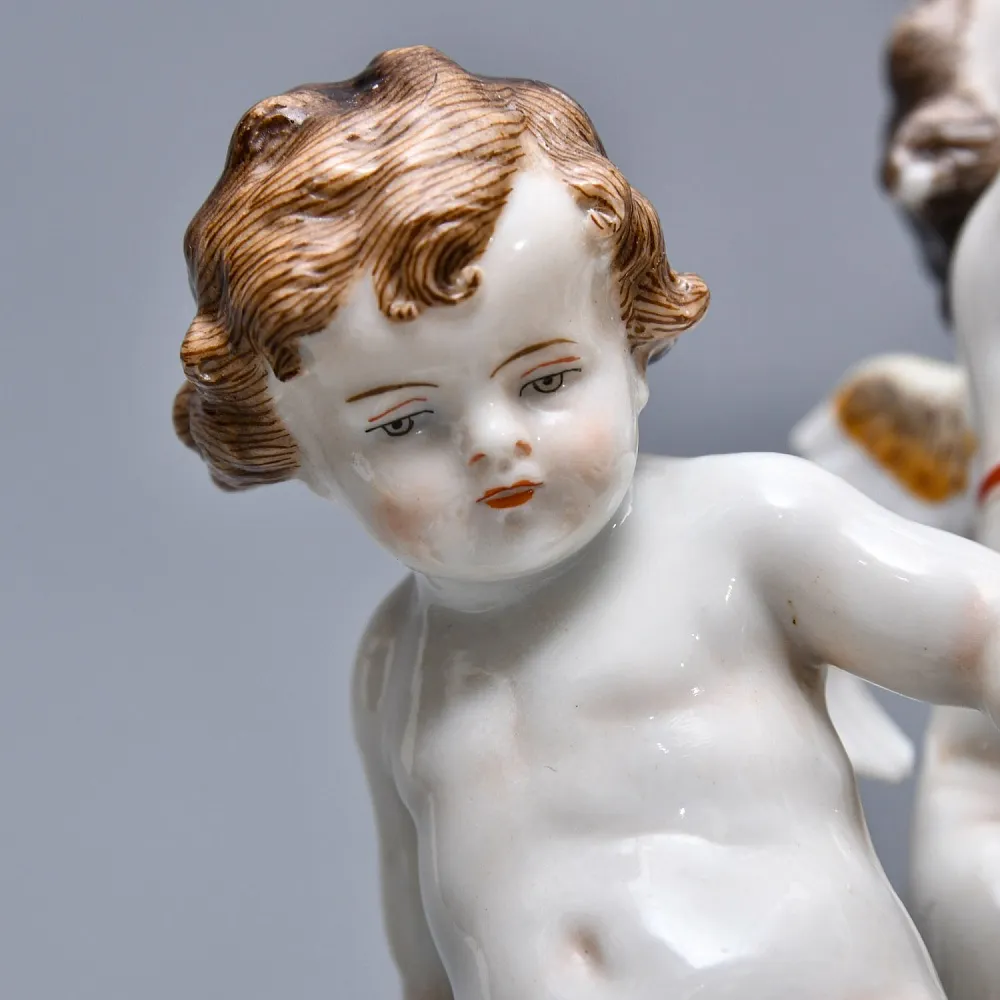 Редкость! Антикварная Фарфоровая Статуэтка «Путти, выпускающие птиц», Carl Thieme Германия.