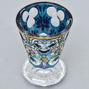 Редкая!!! Коллекционная Ваза - Карандашница, Цветочная Эмалевая роспись, Хрусталь Witti,  Германия 60-е гг.