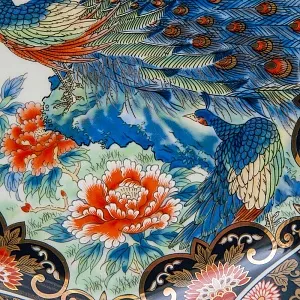 Редкость! Коллекционная Тарелка - Блюдо «Цветы и Павлины» Фарфор ROYAL PE ACOCK, Япония 70 -е гг.