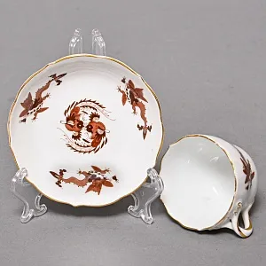 Классическая Фарфоровая Кофейная пара «Коричневый дракон», MEISSEN Германия, середина ХХ века.