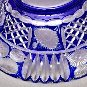 Винтажное Блюдо - Фруктовница «Синие Цветы» из Цветного Хрусталя, SCHONBORNER, Германия 60-е гг.