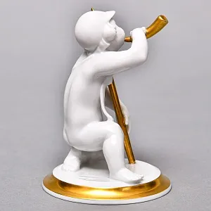  Антикварная Фарфоровая статуэтка «Мальчик c горном и копьем», ROSENTHAL Германия - 1924 год. 