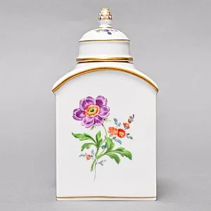 Фарфоровая Чайница с крышкой «BLUME», MEISSEN / МЕЙСЕН Германия, середина ХХ века.