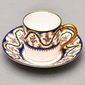 Коллекционная Кофейная пара «Цветочный калейдоскоп», Фарфор Raynaud & C., Limoges Франция.