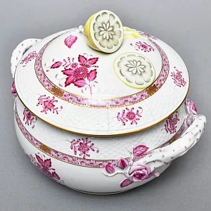 Фарфоровая Супница - Тюрина на подставке «APPONYI PURPUR», HEREND Венгрия - 1942 год.  