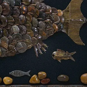 Настенное Коллекционное Панно - Картина «Рыбки», Россия конец XIX - начало ХХ века.