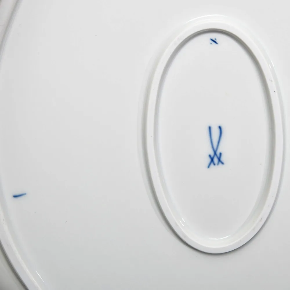 Большое Коллекционное Фарфоровое Блюдо - Тарелка - Поднос «Голубые цветы», MEISSEN Германия.