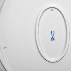 Большое Коллекционное Фарфоровое Блюдо - Тарелка - Поднос «Голубые цветы», MEISSEN Германия.