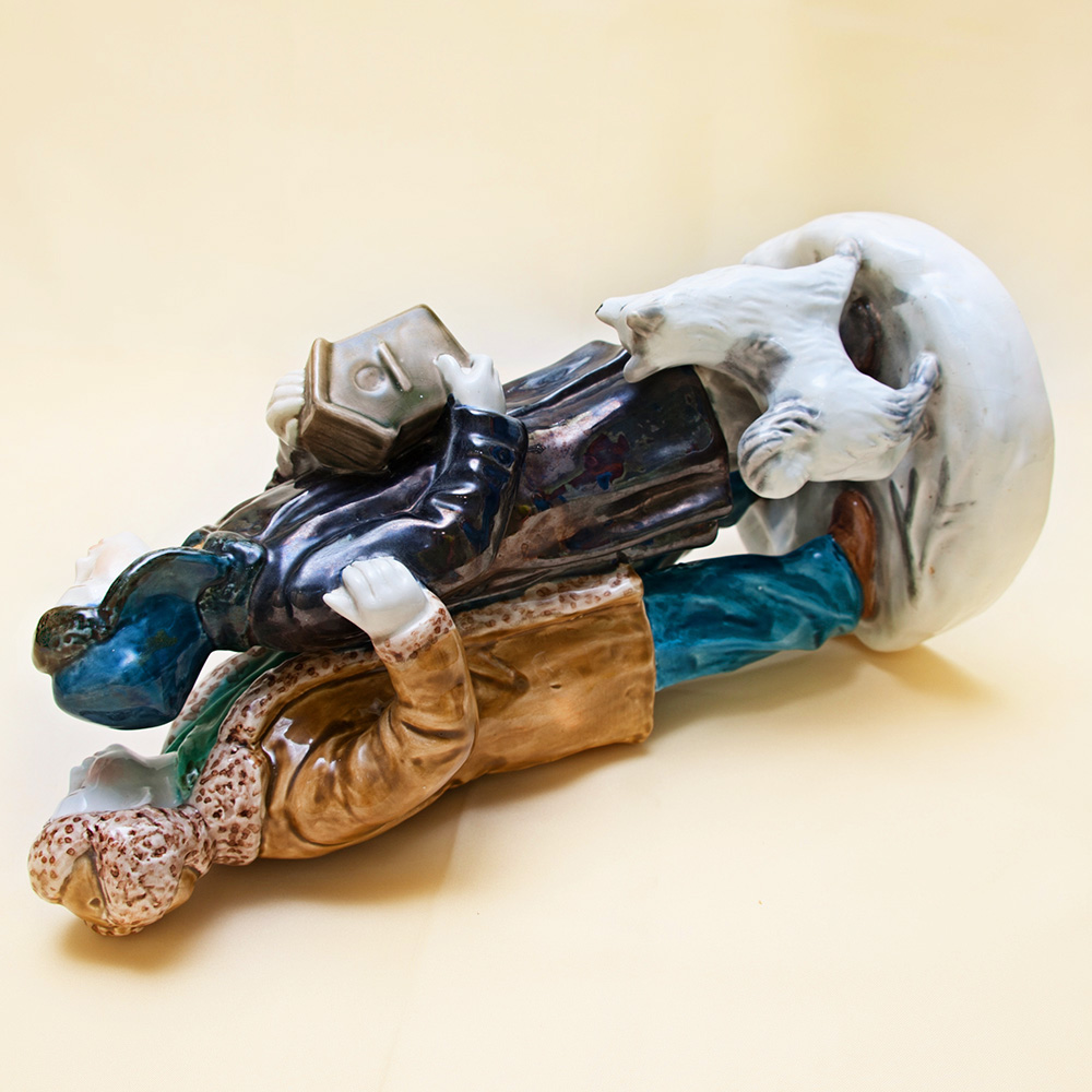 Большая Коллекционная статуэтка «Друзья птиц», Фаянс ЗиК Конаково, СССР - 1955 год.