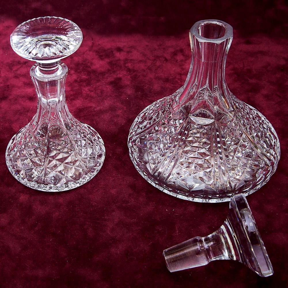 Хрустальный Набор для Бара - Два Графина - Декантера, Англия 50 -е годы ХХ века.