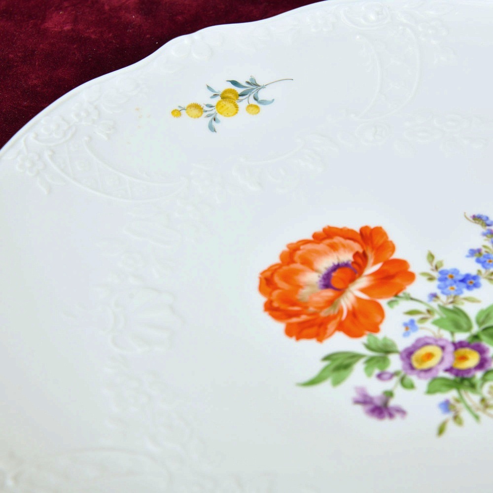 Большое Сервировочное Блюдо - Тарелка «ЦВЕТЫ», Фарфор MEISSEN Германия - 1985 год.