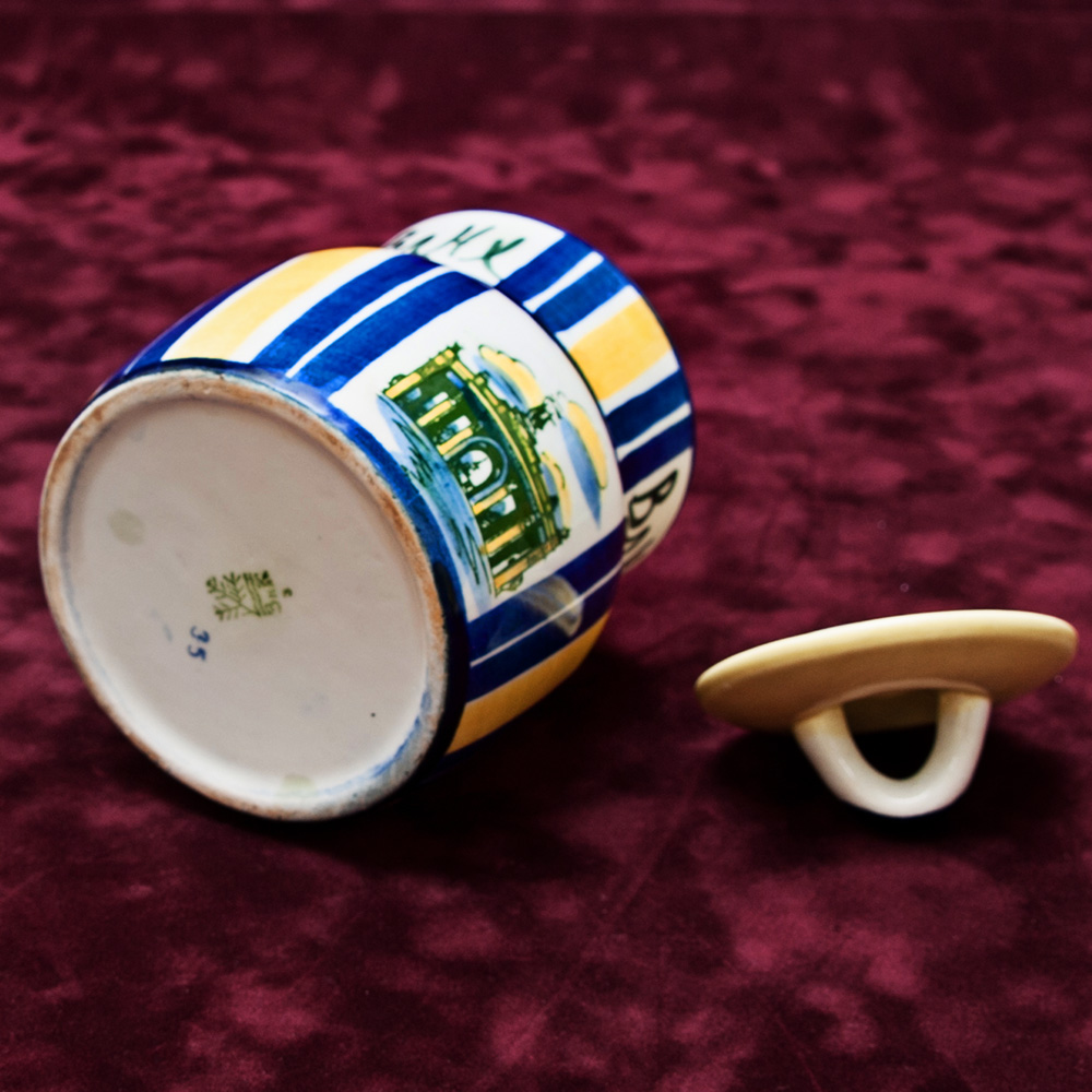 Фаянсовая Агитационная Банка с крышкой - Емкость «30 лет ВДНХ» ЗиК Конаково -1969 год.