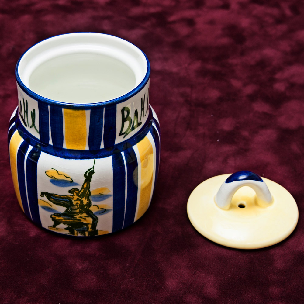 Фаянсовая Агитационная Банка с крышкой - Емкость «30 лет ВДНХ» ЗиК Конаково -1969 год.