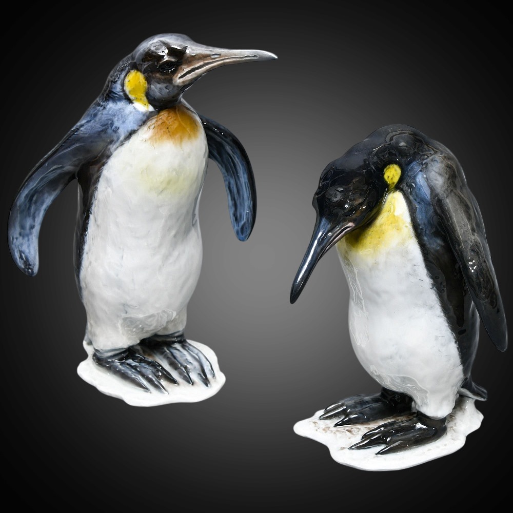 Авторские Парные Фарфоровые статуэтки «Королевские Пингвины», Rosenthal Германия - 1939 год.  