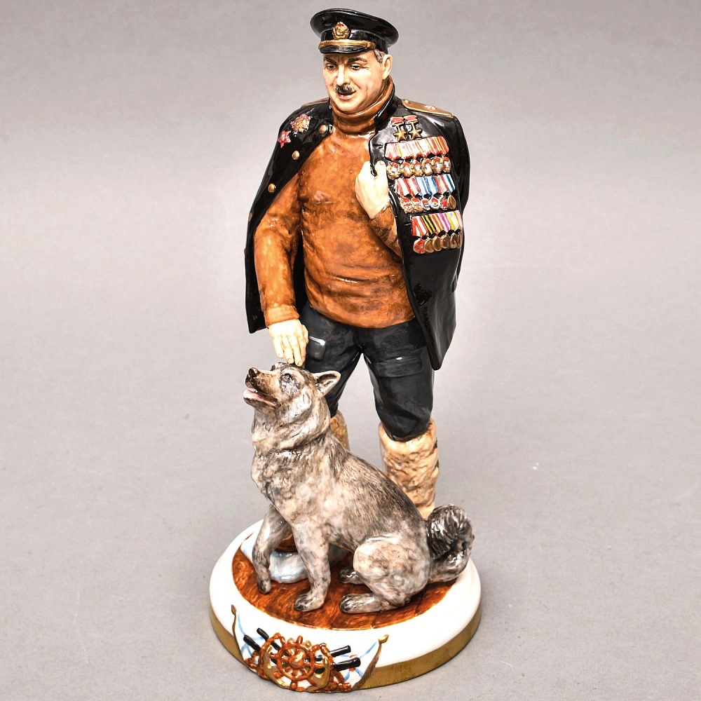 Коллекционная Авторская Статуэтка «Советский Исследователь Арктики - Папанин И.Д.», фарфор, Россия. 