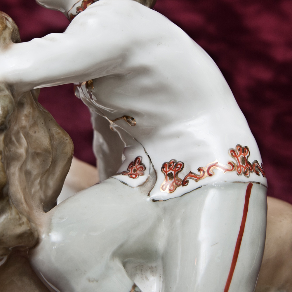  Коллекционная Фарфоровая статуэтка «Укротительница Ирина Бугримова и лев Цезарь», СССР ЛЗФИ, 50-е годы.