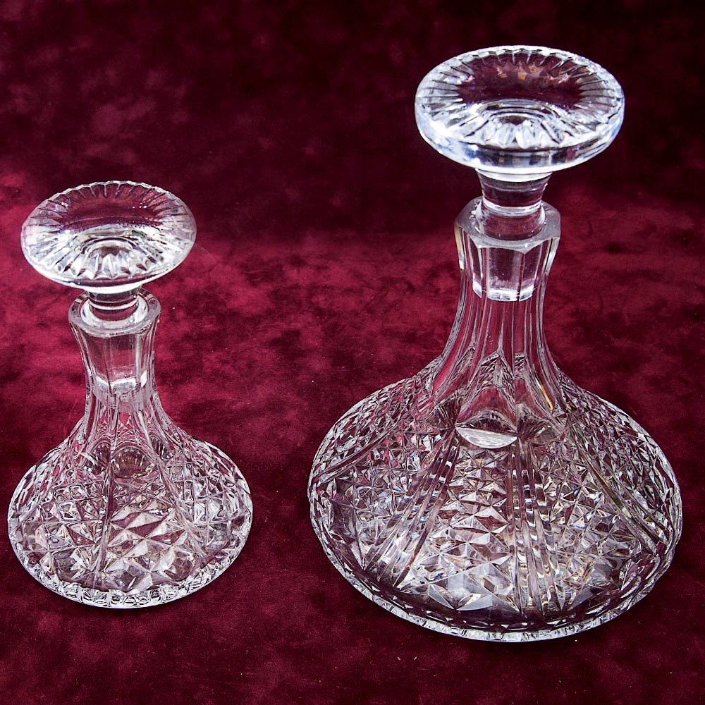 Хрустальный Набор для Бара - Два Графина - Декантера, Англия 50 -е годы ХХ века.