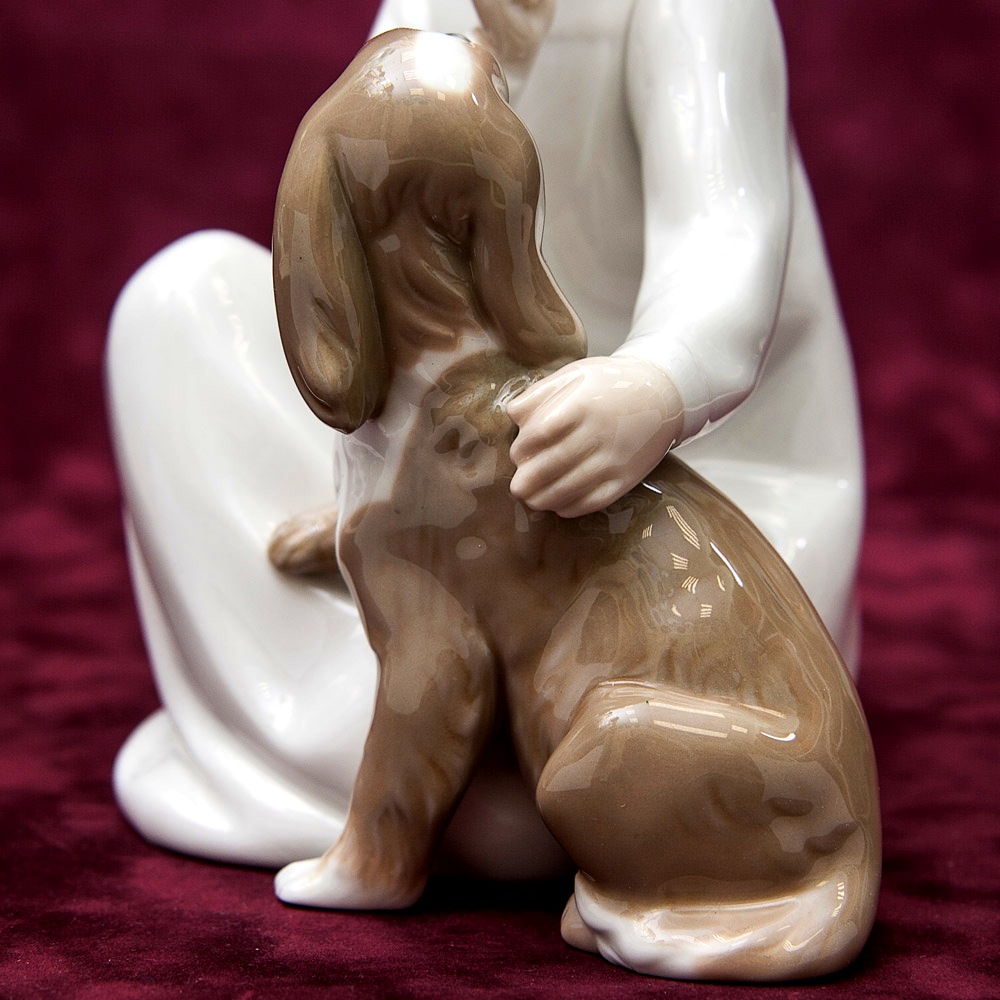 Редкая! Фарфоровая статуэтка «Мальчик с собакой» Lladro, Испания - 1970 год.