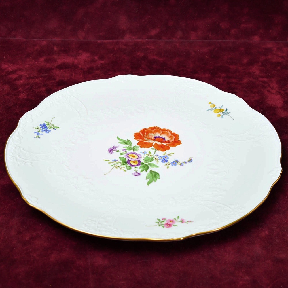 Большое Сервировочное Блюдо - Тарелка «ЦВЕТЫ», Фарфор MEISSEN Германия - 1985 год.