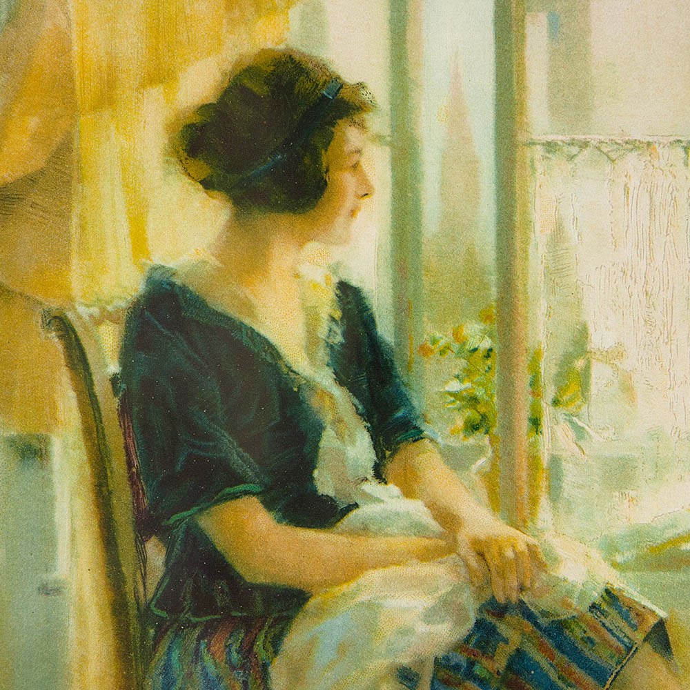 Винтажная Картина - Иллюстрация - Панно «Утро и домашние дела», Франция. 