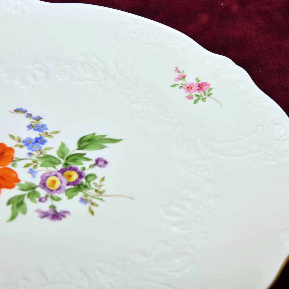 Большое Сервировочное Блюдо - Тарелка «ЦВЕТЫ», Фарфор MEISSEN Германия - 1985 год.