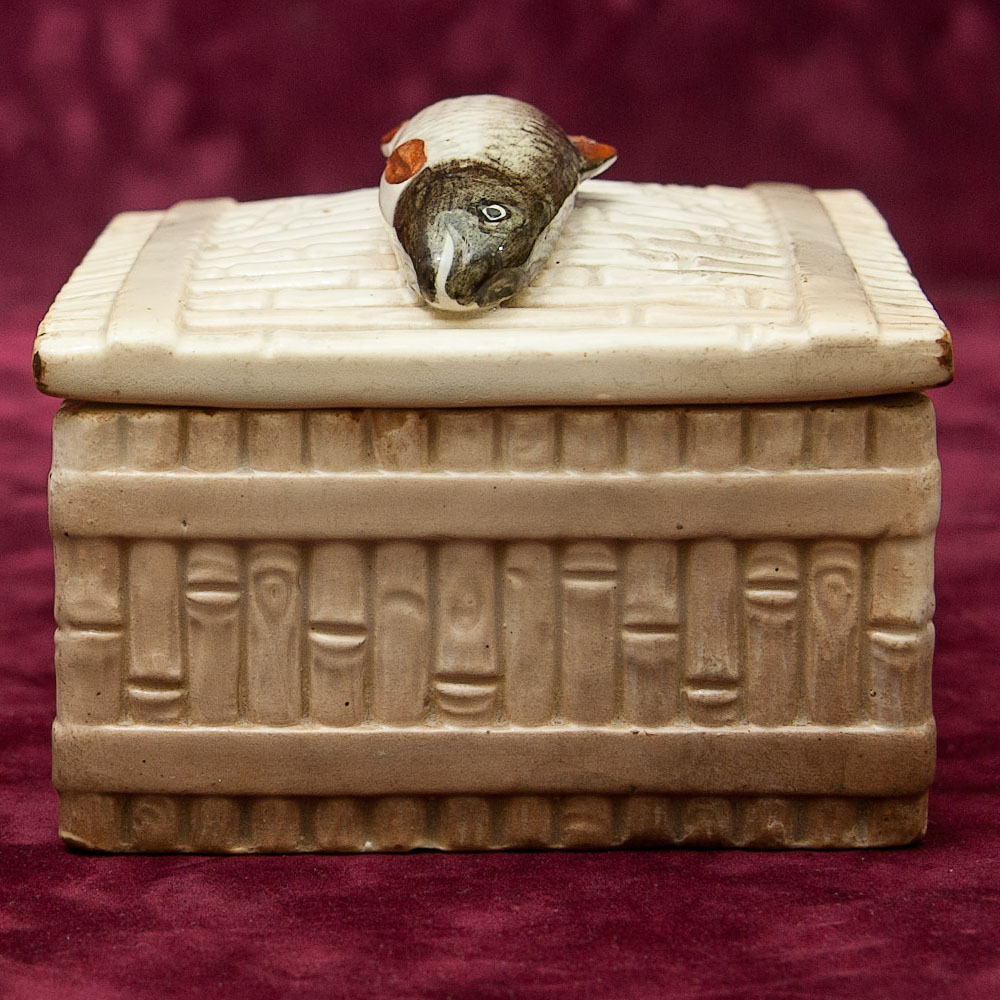 Антикварная Фаянсовая Шкатулка - Маслёнка - Паштетница «РЫБА - ПЕСКАРЬ», Россия - Кузнецов до 1917г.